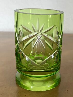 Vintage Nachtmann Traube Leaded Crystal Hand Cut Star Green Whiskey Glass